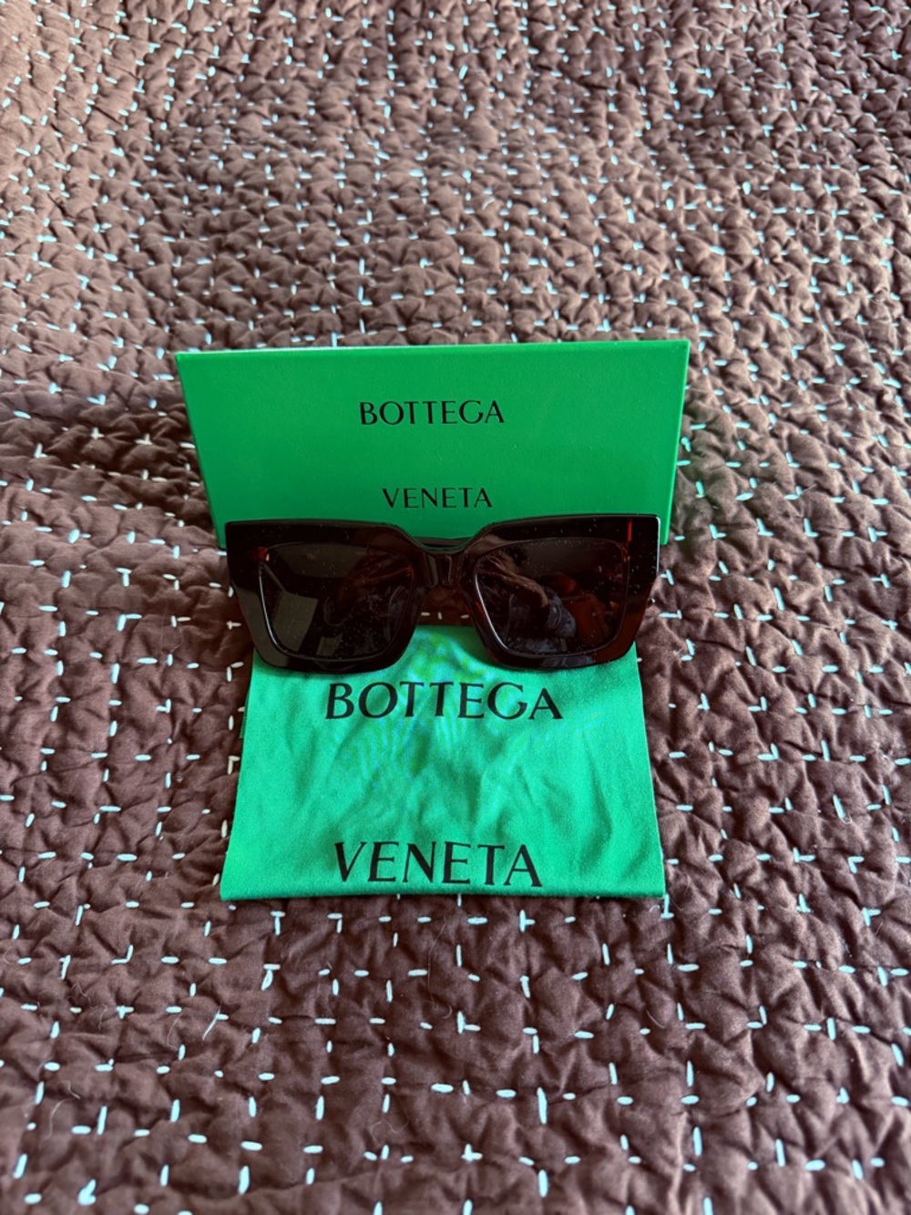 Bottega Veneta Women's Tortoiseshell Square Sunglasses - Brown